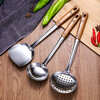 Stainless steel spatula set kitchen cooking spatula soup spoon large colander frying spatula rice spoon pot spoon kitchen cooking tools household kitchen utensils anti-scald handle non-stick pot wok frying pan universal 3-piece set spatula + soup spoon + colander thickened anti-scald handle