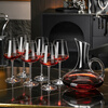 RIDOSS new red wine glass decanter set household high-end cup holder European large wine crystal goblet romantic style * 6 + with handle + silver smooth sailing rack