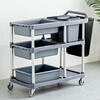 Pusheng hotel dining cart three-story retractable dining cart bowl collection cart with trash can multi-functional plastic restaurant hotel cart WD100 3 basins 2 barrels 96cm*47cm*88cm