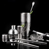 Badger Stainless Steel Mixer Set Shaker Cup Mixing Cup Beater Lemon Tea Tool Milk Tea Shop Special Mixer Mixer Set 19 Pieces (Including ABS Rack) One-piece Forming Professional Grade Recommendation