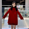 Gloria New Year Red Coat Collar Bow Tencel Wool Jacket 1CCR6E930 53R Pepper Red XS