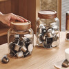 Genasi transparent glass sealed jar food-grade coffee bean storage jar capsule storage box storage jar large acacia wood cover coffee jar 1.2L