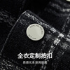 Dances with Wolves Down Liner Autumn and Winter Small Fragrance Style Lapel Plaid Down Jacket Warm Jacket 001 Black 180