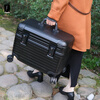 Translator Trolley Case Top Opening Luggage Women's Thickened Anti-Scratch Suitcase Men's Tool Box Password Boarding Red Wine Box PC Top Opening Aluminum Frame - Black 18 Inch 1-5 Days (Large Capacity Boarding Case)