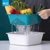 Camellia drain basket drain sieve vegetable washing basket double layer washing fruit basket living room home kitchen water filter multi-functional leakage double layer green small size