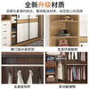 Bai Qian free installation wardrobe sliding door simple cabinet home bedroom storage storage wardrobe large capacity wardrobe white + black walnut color 200 long three-door main cabinet + top cabinet + side cabinet
