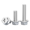 Fengji 201/304 stainless steel cross flange screw external hexagonal flange bolt anti-slip pad screw MM4M5M6 M5*35 10 pieces 304 plane