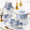 Jingci Jingdezhen light luxury blue and white high-end bone china tableware set chopsticks dishes bowls hotel gift for moving into a new home Enamel blue and white-princess pot丨10 people丨80 heads