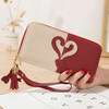 New Wallet Long Ladies Zipper Wallet Female Student Korean Style Stitching Contrast Color Tassel Versatile Handheld Mobile Phone Bag Red