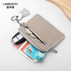 Lanshikou Coin Purse Genuine Leather Cute Compact Wallet Women's Key Bag Short Coin Bag Korean Style Wallet Mini Coin Bag Gray