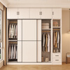 Baili Weiyi package installation solid wood wardrobe bedroom household sliding door cabinet thickened backboard large wardrobe wardrobe 160*200*60 main cabinet + top cabinet