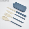 Erisi new three-piece chopstick set wheat straw children's portable tableware set travel foldable detachable spoon chopsticks fork wheat four-piece set - original color