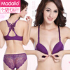 Modal Pure Desire Front Button Sexy Underwear Women's Set Lace Beautiful Back Gathering Secondary Breasts Anti-Sagging Zodiac Year Bra Purple L -36/80AB Universal