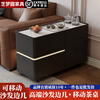 Zhimeng Round Sofa Side Cabinet Side Table Movable Living Room Light Luxury High-Level Side Solid Wood Coffee Table 2025 New Balcony Tea Table Warm White - Upgraded ENF Grade Solid Wood Cabinet + Bull Socket + Kettle Depth Length 80cm * Width 40cm Get a free gift when placing an order