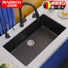 Ruishen European imported quartz stone sink kitchen sink large single-slot under-counter basin sink black 932 933 package A bare sink