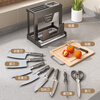 SHENFAN kitchen knife rack wall-mounted integrated multi-functional chopstick cage kitchen knife cutting board rack stainless steel knife storage rack gun gray countertop model knife rack pot cover cutting board rack chopstick barrel