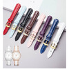 Dianhe genuine leather watch strap for men and women DKNY Cartier Rossini Gea Citizen Fuli protruding leather strap black-silver pin buckle 12mm