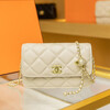 Chanel Little Chanel bag for women 2024 new style trendy genuine leather flap bag shoulder crossbody small gold ball gold beads 01 white