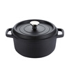 Telssida thickened enamel pot cast iron soup pot household stew pot double-eared enamel soup pot stew pot matte black 24cm