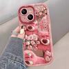 Jiang Ming Suitable for Apple 15 mobile phone case iPhone 15 protective cover all-inclusive anti-fall men's and women's creative internet celebrity protective case rose cute bear