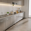 Qinkai overall stainless steel cabinet 304 steel diamond-shaped corner cabinet kitchen cabinet storage integrated sink stove cabinet 2 meters five-door flat style (304 steel thickening) Jinri