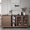 Shanlang solid wood sideboard living room tea cabinet restaurant storage cabinet storage cabinet home wine cabinet multi-functional kitchen bowl cabinet 0.84 m sideboard walnut color installation included