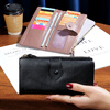 Sephoron New Year's Leather Inside and Outside 18 Card Slots Long Wallet Ultra-Thin Large Bill Holder Soft Cowhide Leather Folding Wallet Simple Black - Genuine Leather Inside and Out 18 Card Slots Ultra Thin Style