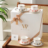 WOOCH Love at First Sight coffee cup with four saucers gift box for couples moving to a high-end new home, business, birthday, wedding souvenir Love at First Sight 4 cups and saucers - red gold + gray gold + white gift box