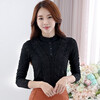 PHJ velvet lace bottoming shirt for women in autumn and winter new slim lace shirt for middle-aged women age-reducing warm long-sleeved top white velvet L
