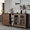 Shanlang solid wood sideboard living room tea cabinet restaurant storage cabinet storage cabinet home wine cabinet multi-functional kitchen bowl cabinet 0.84 m sideboard walnut color installation included