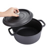 Telssida thickened enamel pot cast iron soup pot household stew pot double-eared enamel soup pot stew pot matte black 24cm