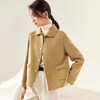 Shandubila short 100% wool coat for women petite autumn and winter casual double-sided woolen coat camel S