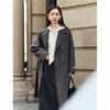 Ziqiao little black camel wool double-sided woolen coat for women 2024 winter new mid-length woolen coat medium gray 100% sheep wool XS (size 2)