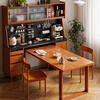 GOZEAL solid wood sideboard dining table integrated wall-mounted American wine cabinet kitchen cabinet small apartment storage cabinet oak storage cabinet whole cabinet-1.8m built-in table style