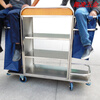 Hotel linen cart, stainless steel single-sided and double-sided hotel room service cart, cleaning cart, work cart, room entrance cart, model B, double-pass, fully assembled and welded model