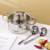 Cai Ruyi 304 stainless steel single small hot pot pot for one person, one pot shabu shabu buffet hot pot, silver light body with lid 16cm