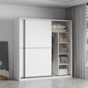 Sliding door wardrobe home bedroom simple assembly rental wardrobe sturdy and durable small wooden children's cabinet warm white 120cm long main cabinet reinforced and thickened assembly self-installation delivered to downstairs