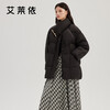Ai Lai Down Jacket Women's Fashion Scarf Horn Button Mid-Length Windproof Warm Winter New Year Jacket Carbon Black S