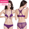 Modal Pure Desire Front Button Sexy Underwear Women's Set Lace Beautiful Back Gathering Secondary Breasts Anti-Sagging Zodiac Year Bra Purple L -36/80AB Universal