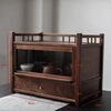 Mingjuyixin North American walnut tea set storage rack solid wood Bogu rack teapot teacup rack double-layer desktop tea table storage rack black walnut elegant single drawer storage cabinet