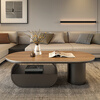 Seaworthy high-end slate coffee table living room small apartment new tea table 2025 modern simple oval living room coffee table light luxury black frame drawer bright white slate 120