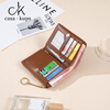 Casa-kups women's bag niche design retro soft leather small wallet women's short multi-card zipper multi-functional hand brown