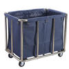 Stainless steel hotel room linen cart bag hotel thickened silent linen cart multi-functional cleaning room entrance cart extra thick 8-tube rectangular blue linen cart brake wheel