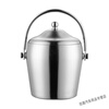 Mengyier stainless steel ice bucket, thickened stainless steel ice bucket, double-layer champagne bucket, red wine ice-cold beer ice bucket, KTV wine 1.2 L binaural drum shaped light + ice clip
