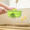 AISHUBEI double-layer handle drain basket kitchen household creative portable fruit and vegetable drain basket fruit and vegetable washbasin double-layer drain basket green