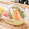 Dimple double-layer vegetable basket drain basket hollow basin fruit basin household fruit basket kitchen vegetable basin green set
