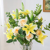 Fascinating makeup artificial flower high-branch lily flower simulated bouquet single living room TV cabinet dining table decoration simulated flower set flower 3 white 3 pink perfume lily + 2 leaves 2 baby's breath (not including vase)