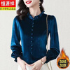 Hengyuanxiang 2025 winter velvet thickened bottoming shirt for women winter new fashion fashionable western style mom gold velvet top brown velvet thickened M recommended 95-110 pounds