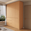 French poetry custom-made oak segmented solid wood handle-free corner arc wardrobe household swing door storage master bedroom wardrobe 1.4m long * 2.4m high four-door oak wardrobe ENF maternal and child grade environmentally friendly antibacterial 18MM thickened oak