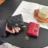 Kangaroo Xiaoxiangfeng 2025 New Camellia Diamond Wallet Women's Short Ins Coin Purse Fashion Simple Key Bag Black